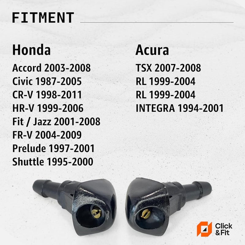 Click&Fit Windshield Washer Nozzles Repair Kit compatible with Honda Civic 1987-2005, CR-V 1998-2011, Fit 01-08, Prelude 97-01, HR-V 99-06, Acura TSX RL RSX Integra – Wiper washer jets, check valves - Image 2